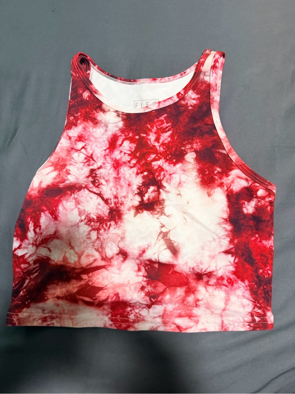 Fleo Red and White Tie-Dye Cropped Tank - Women
